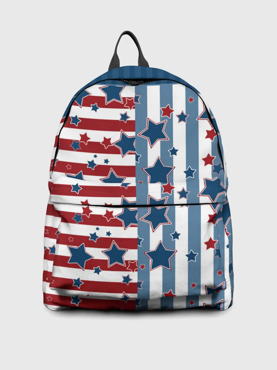 Рюкзак джинсовый / Голубые звезды на полосатом