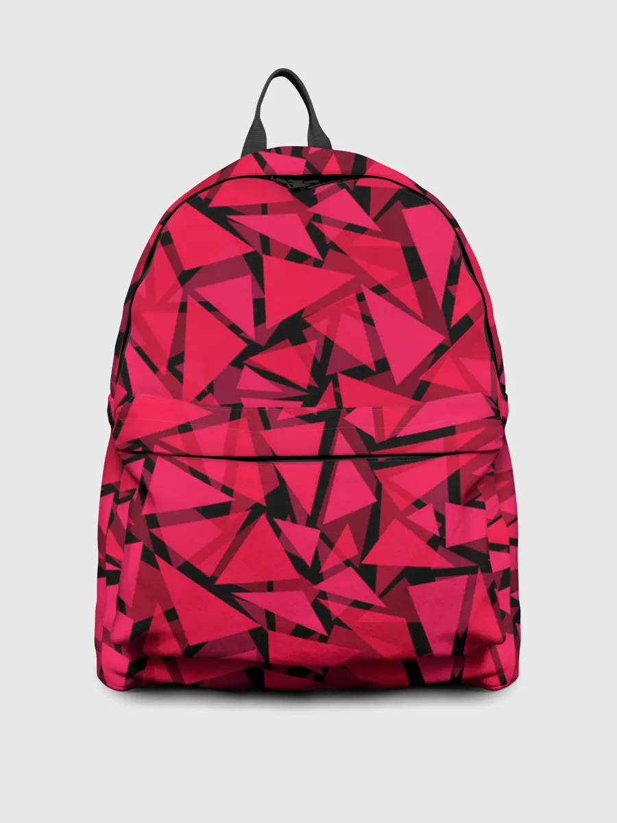 Рюкзак джинсовый / Красно-черный полигональный