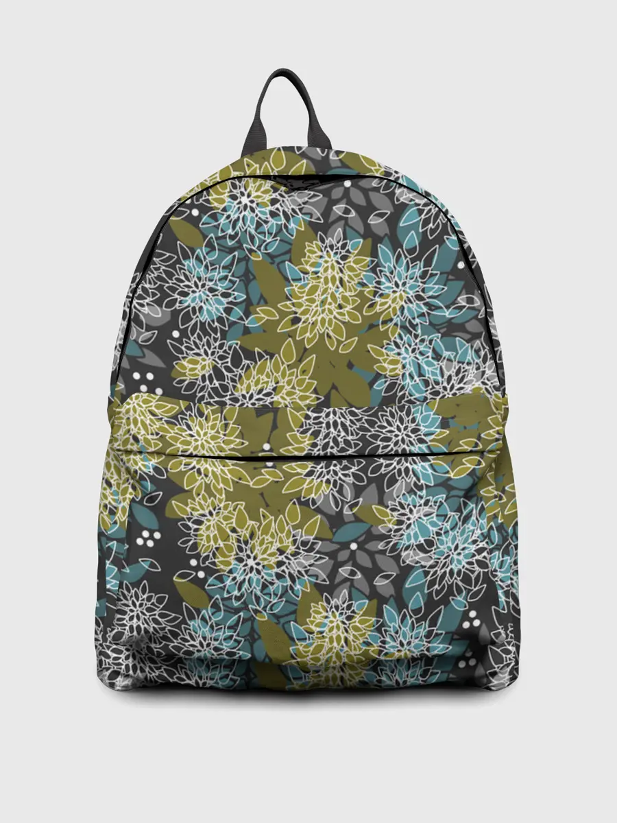 Рюкзак джинсовый / Черно оливковый цветочный