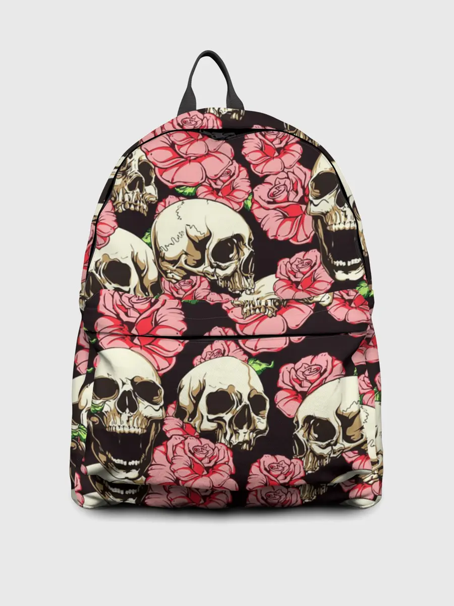 Рюкзак джинсовый / Черепа и цветы