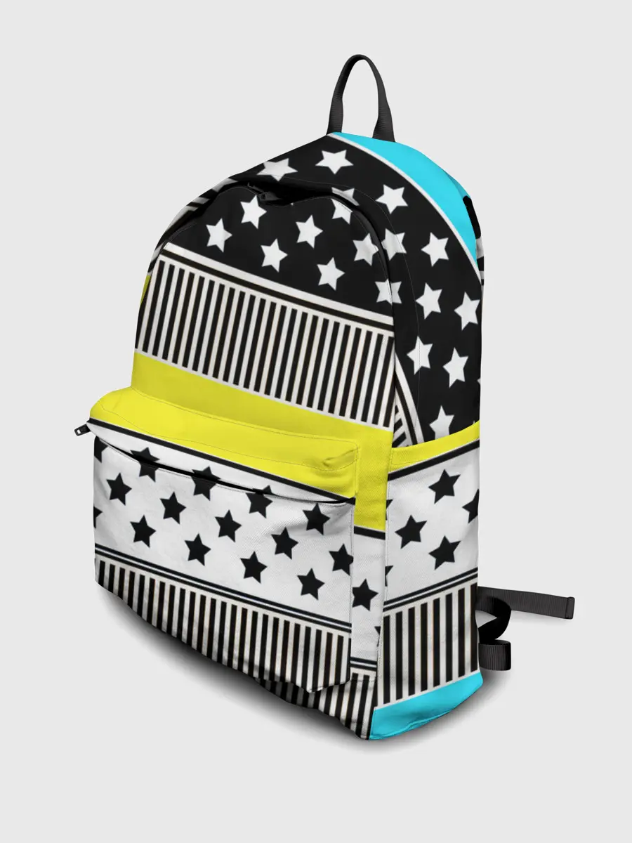 Рюкзак джинсовый / Неоновый яркий полосатый узор