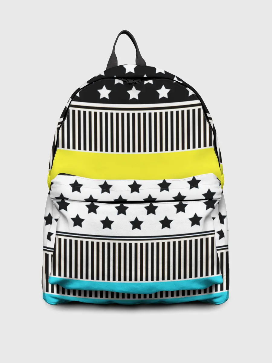 Рюкзак джинсовый / Неоновый яркий полосатый узор