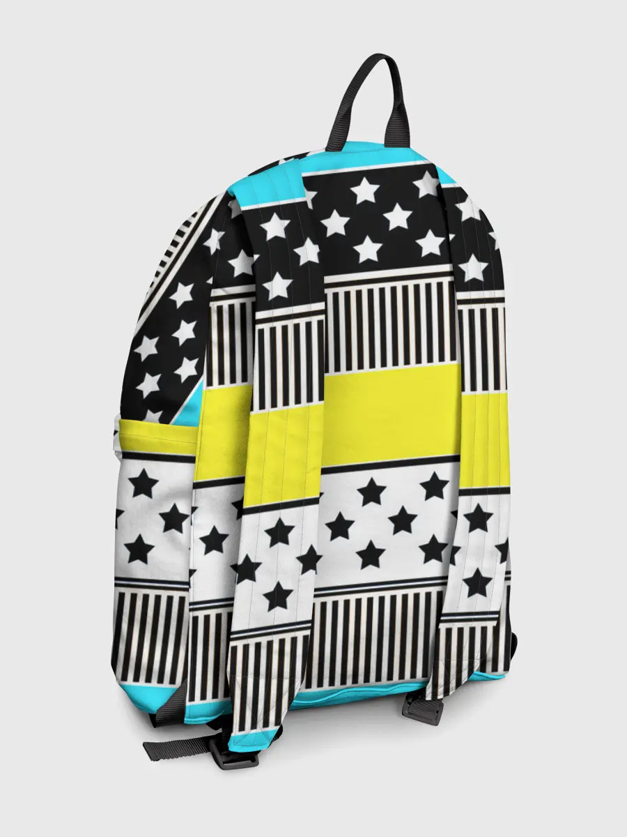 Рюкзак джинсовый / Неоновый яркий полосатый узор