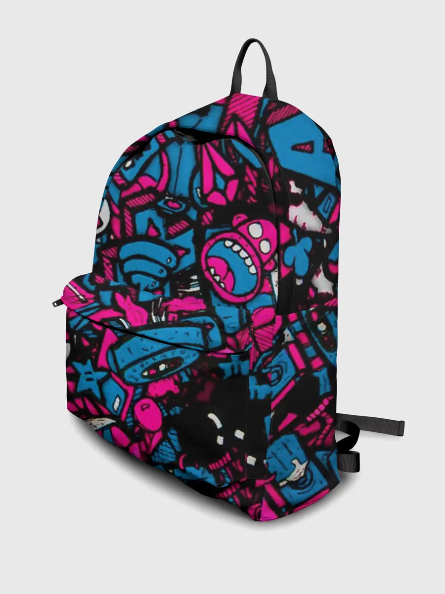 Рюкзак джинсовый / Мультяшные кислотные картинки