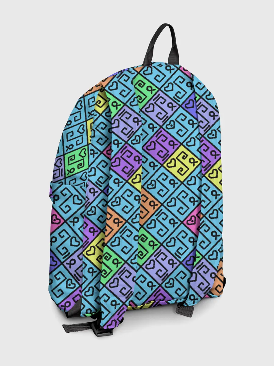 Рюкзак джинсовый / Неоновый яркий абстрактный узо