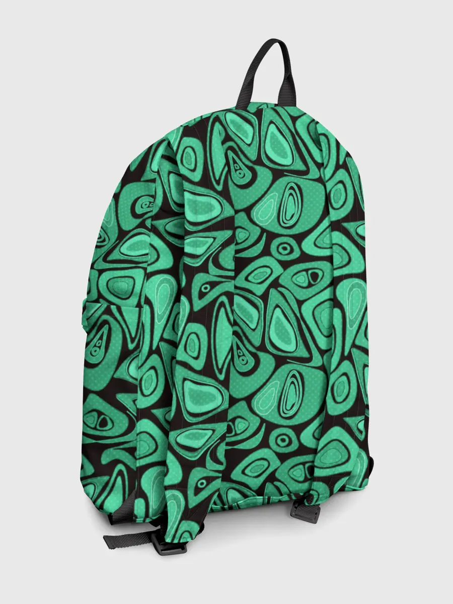 Рюкзак джинсовый / Зеленый абстрактный узор