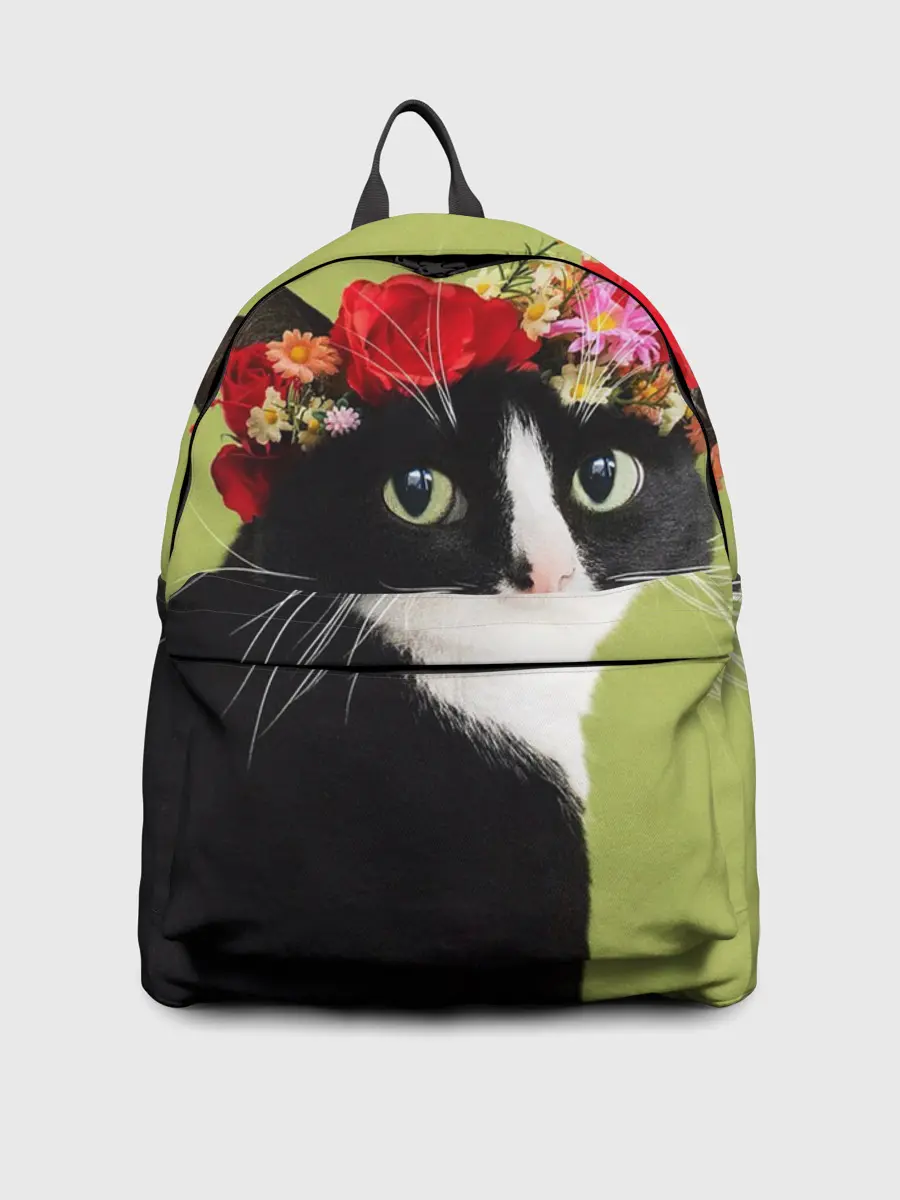 Рюкзак джинсовый / Кот и цветы