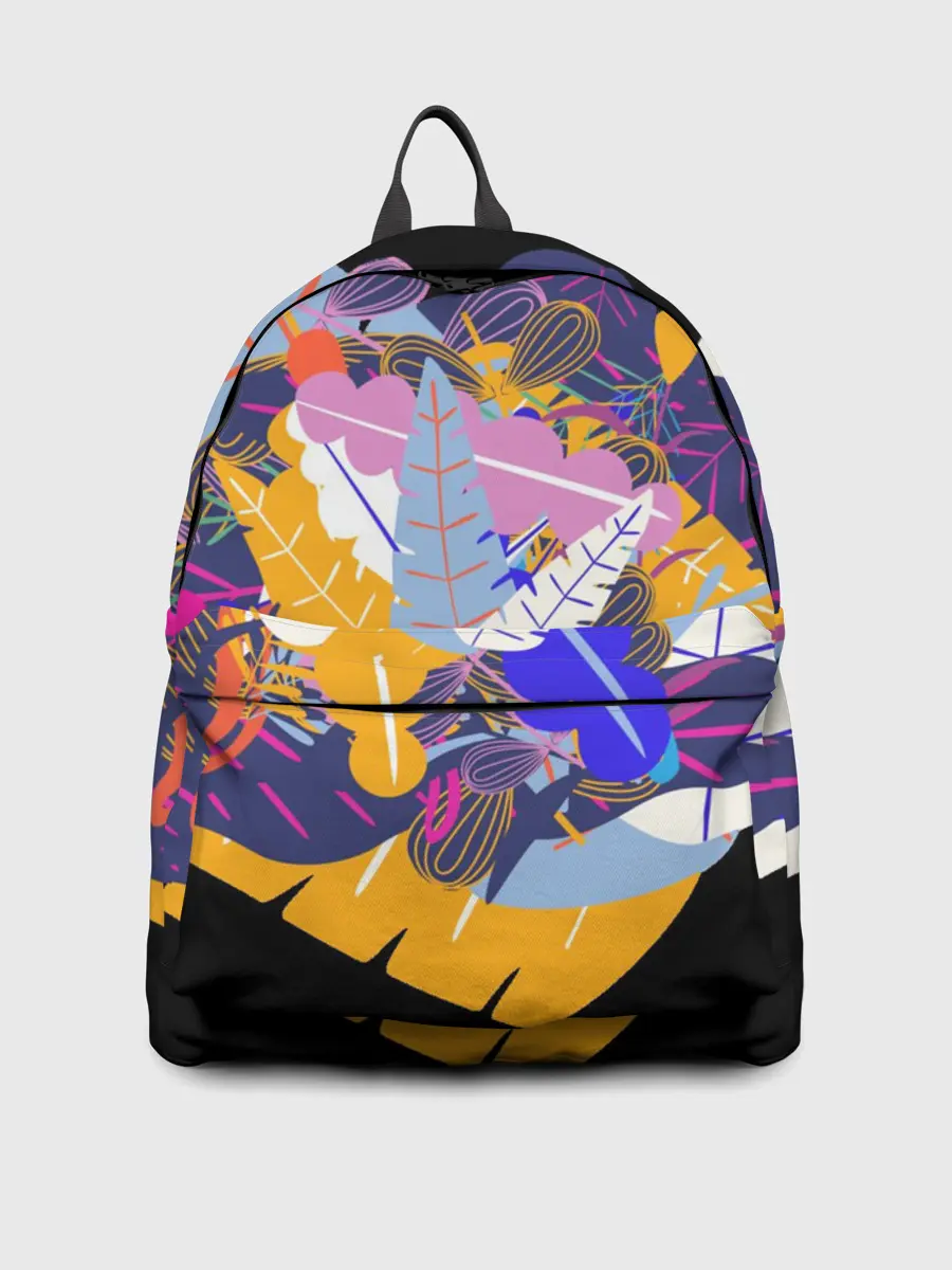 Рюкзак джинсовый / узор из листьев и цветов