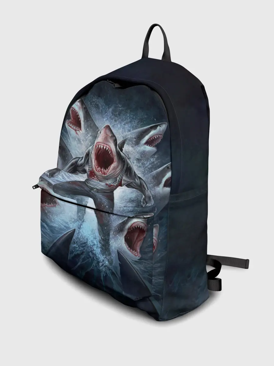 Рюкзак джинсовый / АКУЛА МОНСТР