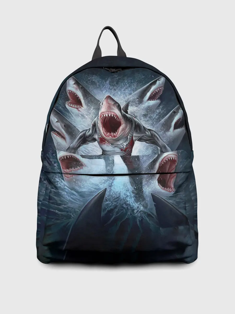 Рюкзак джинсовый / АКУЛА МОНСТР