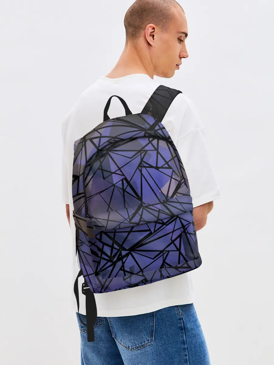 Рюкзак джинсовый / Синий-бежевый абстрактный узор