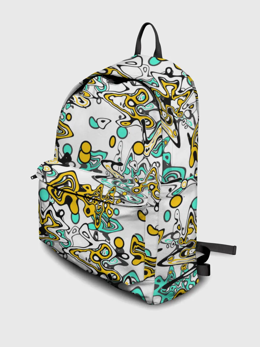 Рюкзак джинсовый / Бирюзово-желтый узор