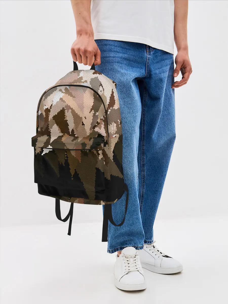 Рюкзак джинсовый / Бежево-коричневая мозаика