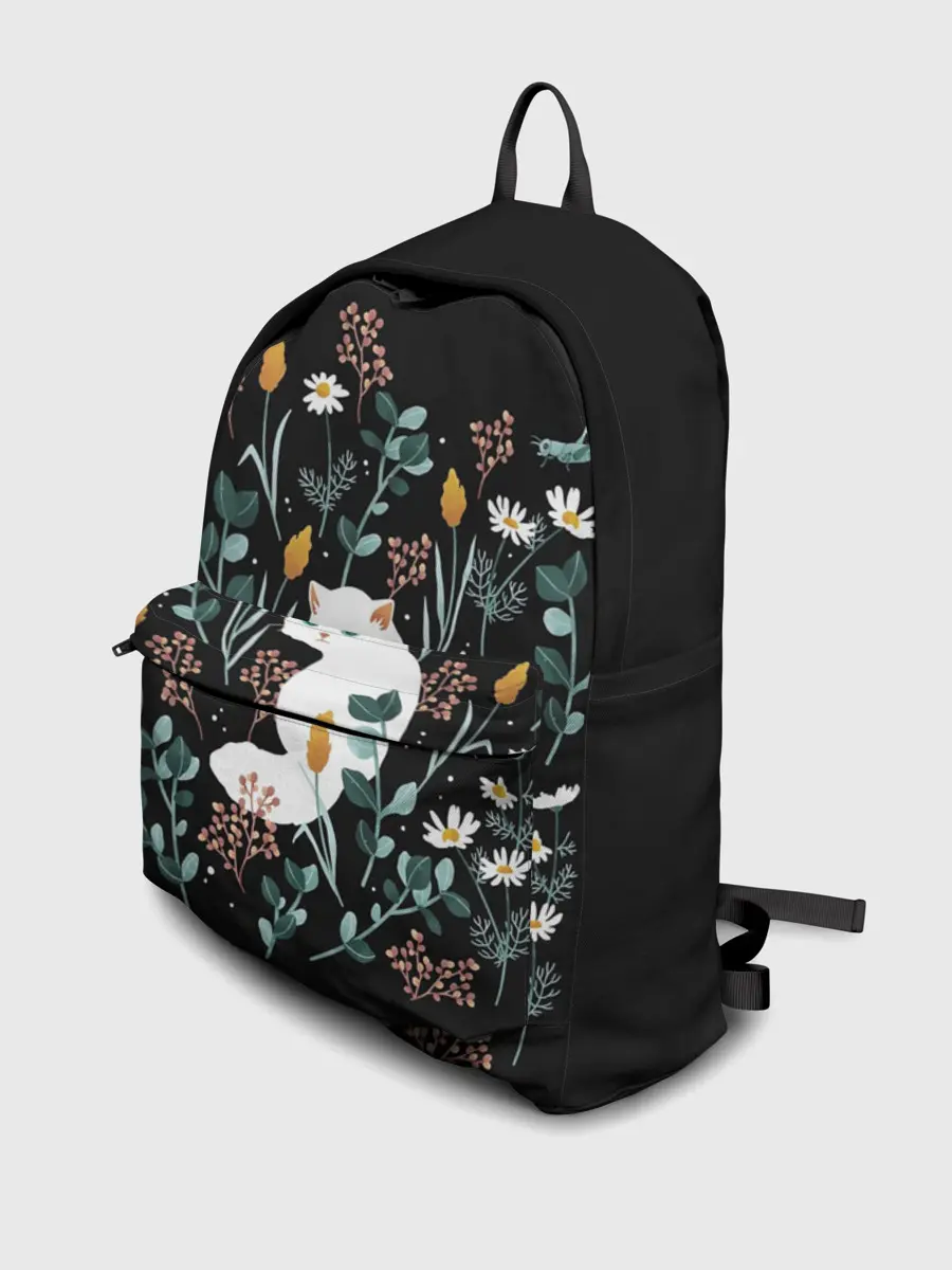 Рюкзак джинсовый / Кошечка среди цветов