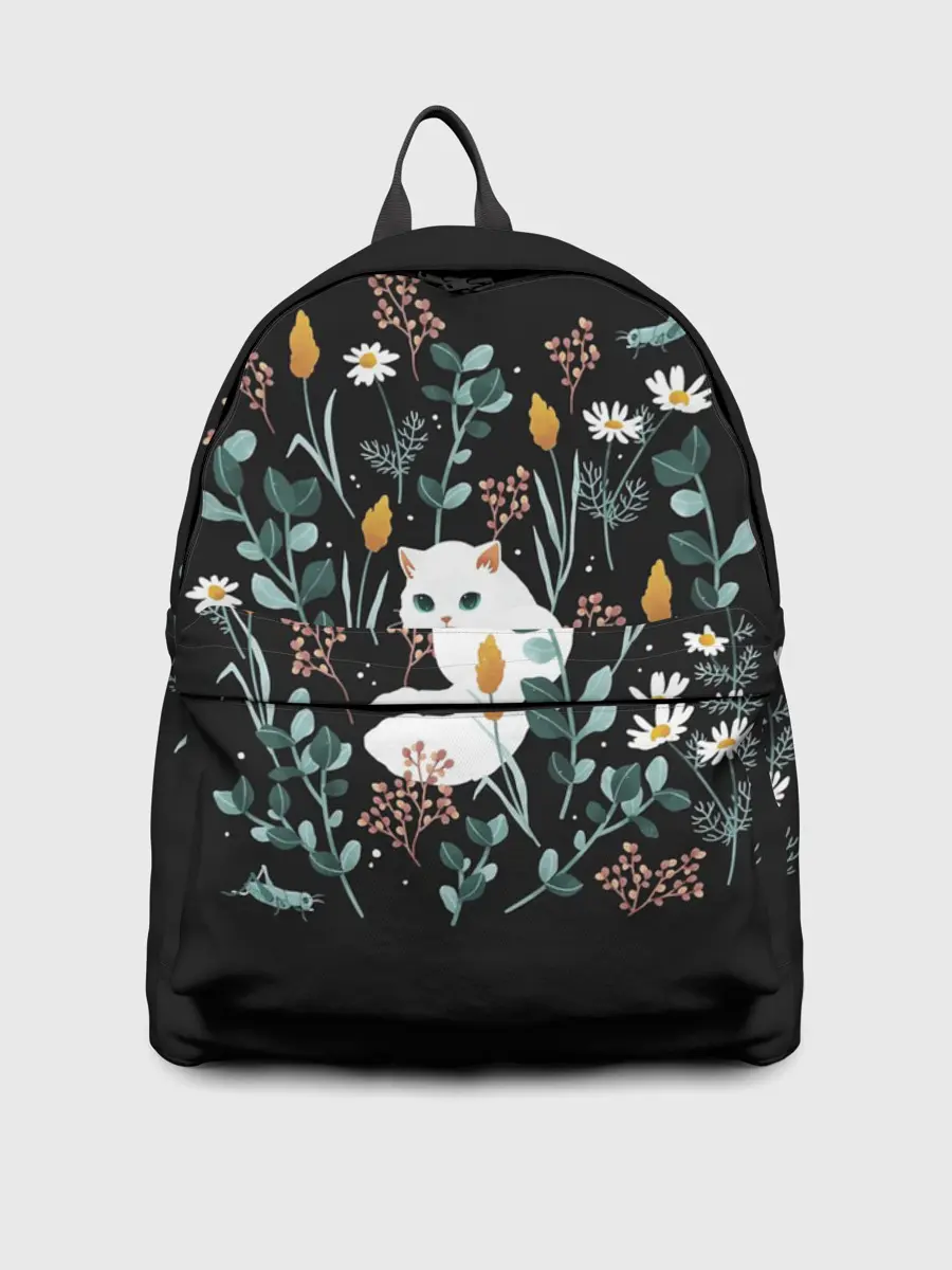 Рюкзак джинсовый / Кошечка среди цветов