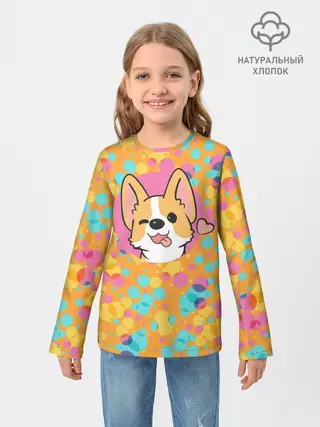 Детский лонгслив / Милый корги