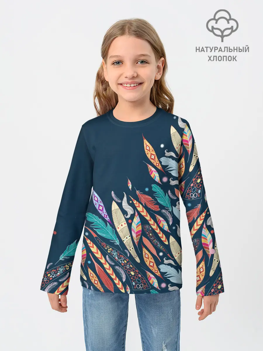 Детский лонгслив / Перья