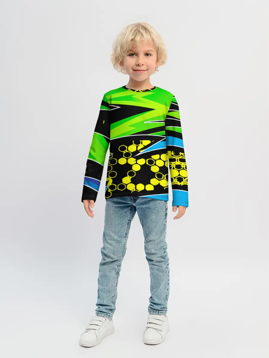 Детский лонгслив / Light green urban marble