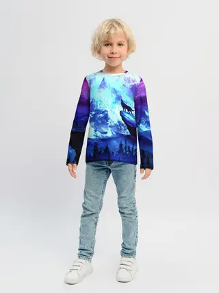 Детский лонгслив / Ночь Волк Луна