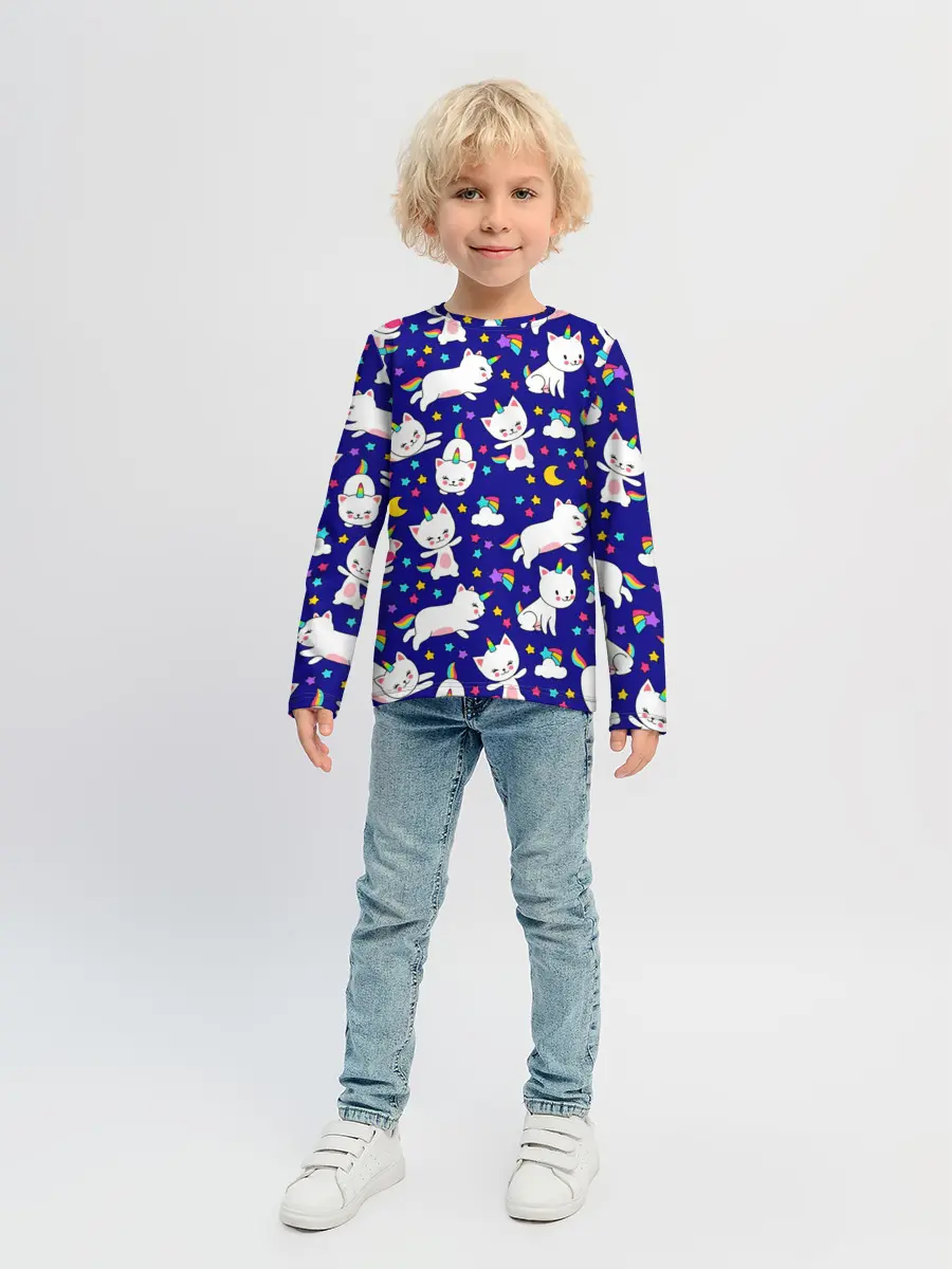 Детский лонгслив / Кот-Единорог