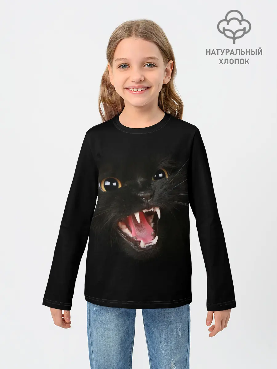Детский лонгслив / Злой Котик