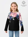 Детский лонгслив / цветы на черном