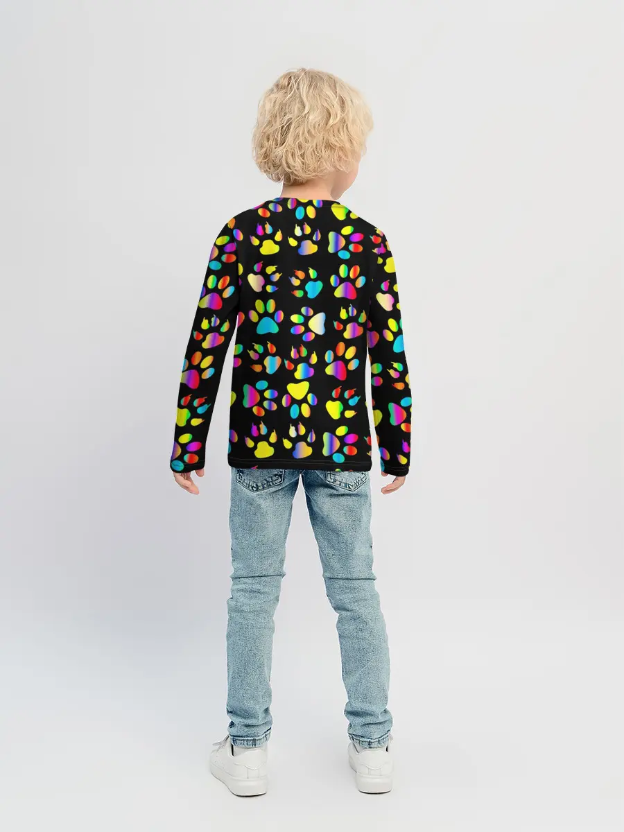 Детский лонгслив / Корги | Цветные лапки