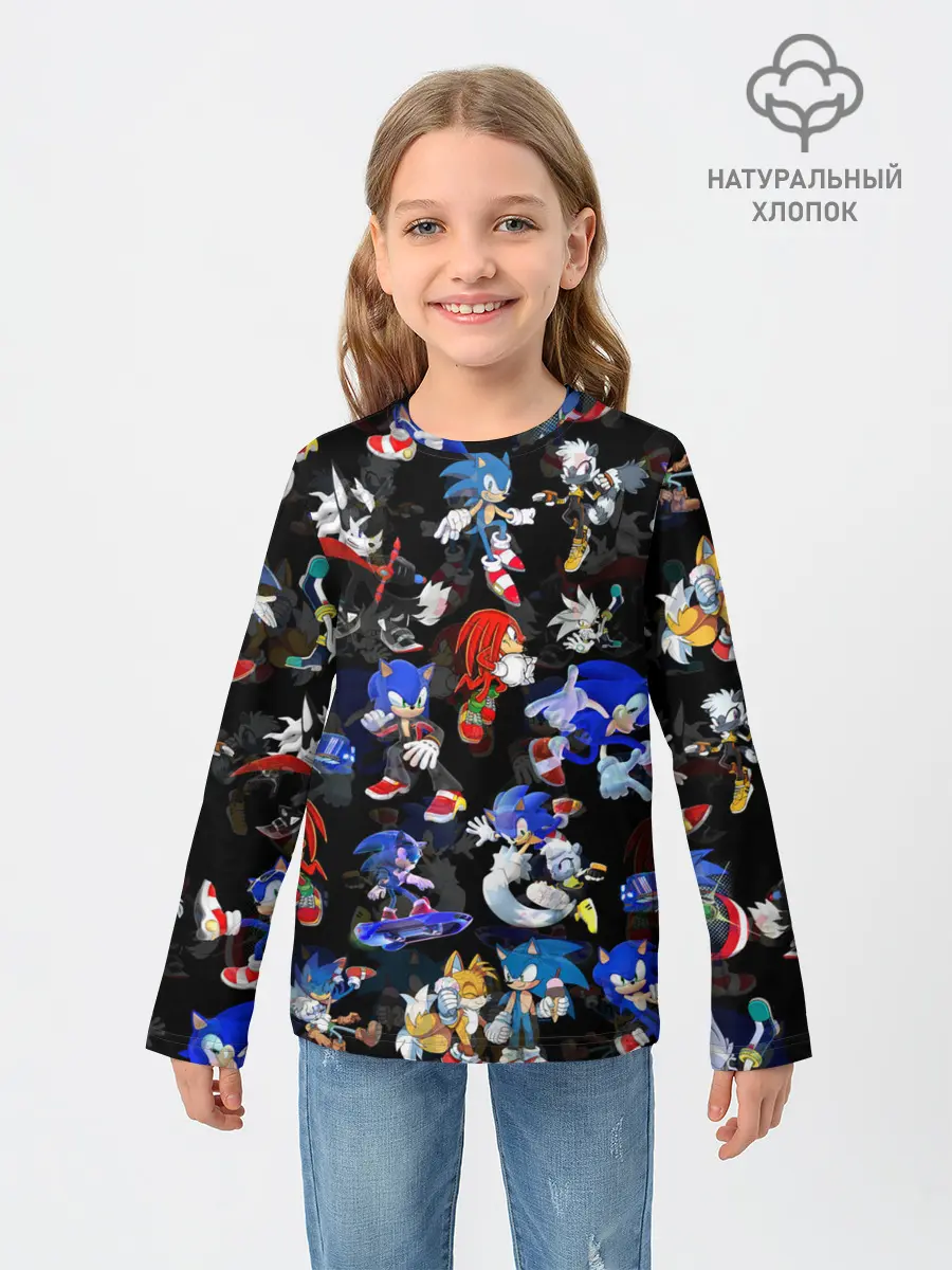 Детский лонгслив / Sonic паттерн