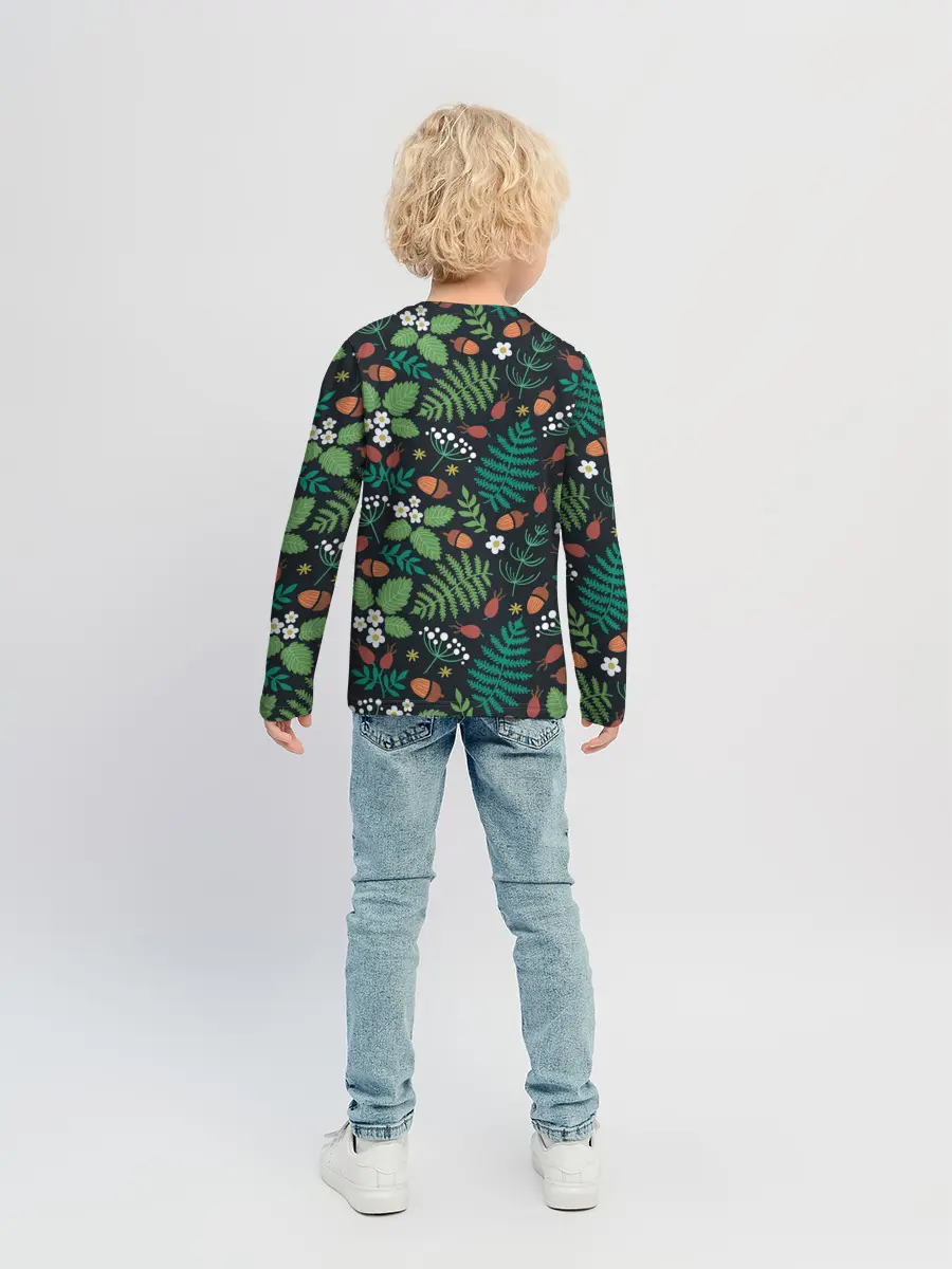 Детский лонгслив / Forest leaves invert