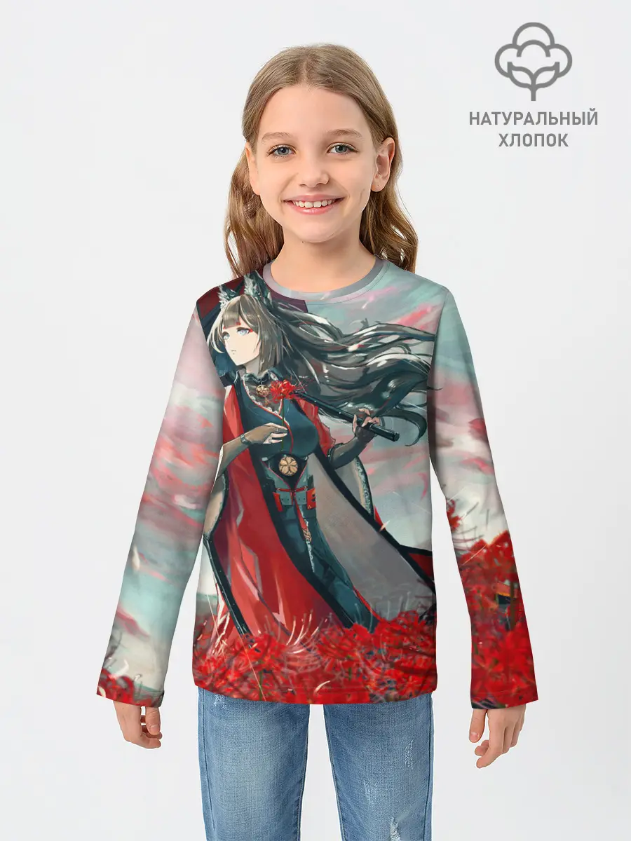 Детский лонгслив / Azur Lane red flowers