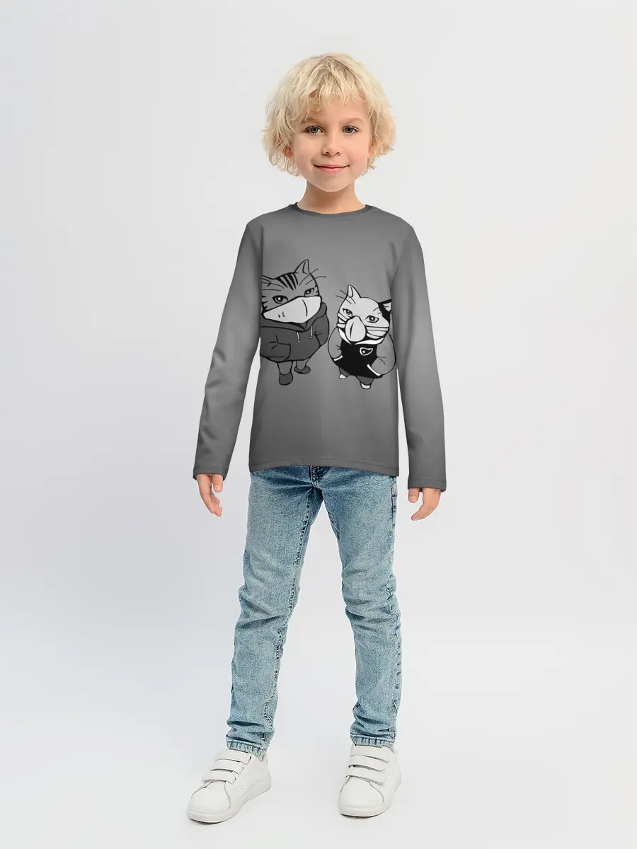 Детский лонгслив / Котики в масках
