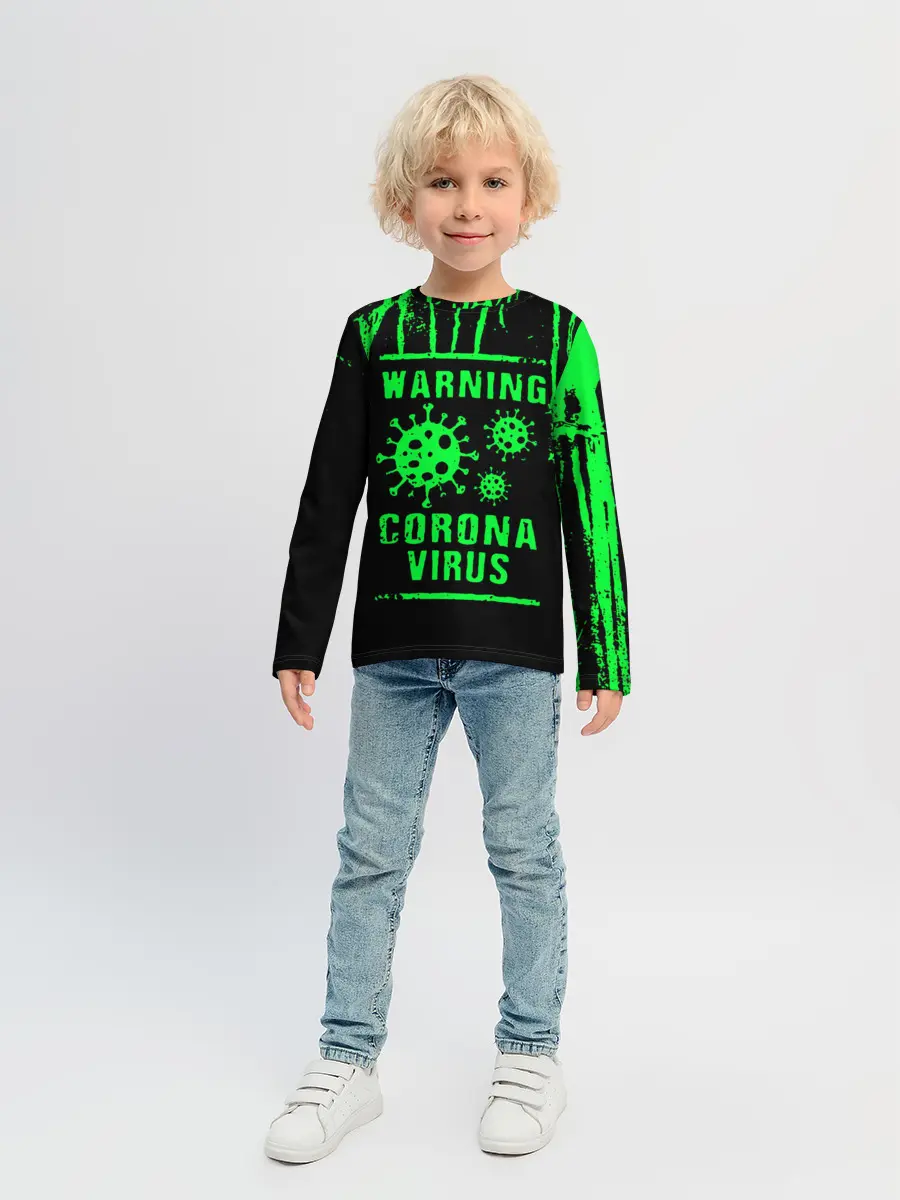 Детский лонгслив / Warning Coronavirus