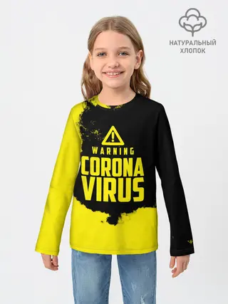 Детский лонгслив / Warning Coronavirus