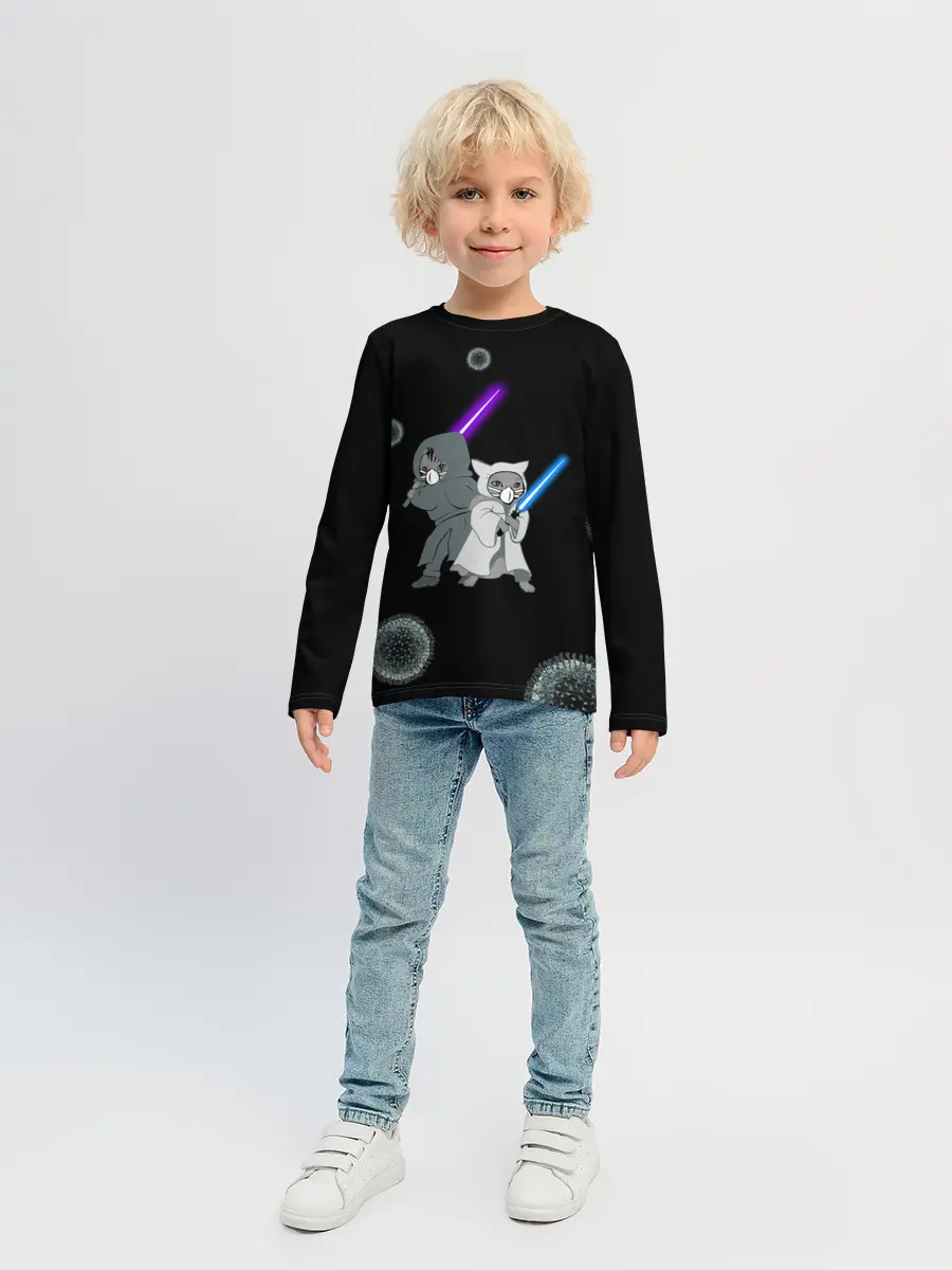 Детский лонгслив / Котики vs Вирус