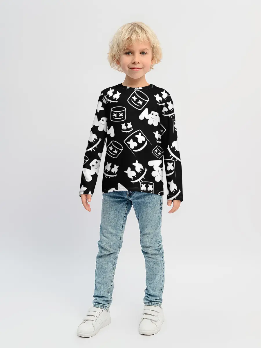 Детский лонгслив / Marshmello ЧБ