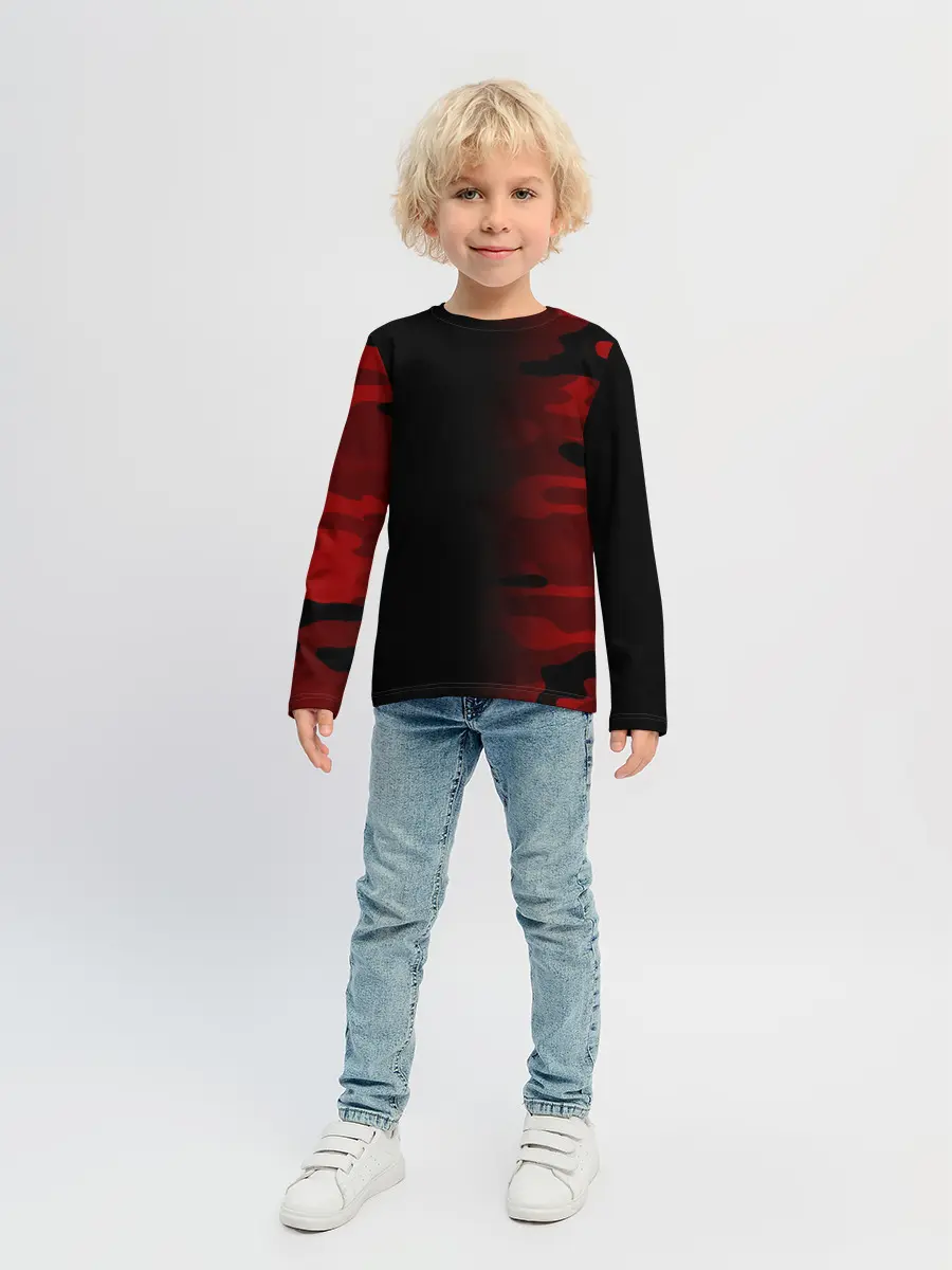 Детский лонгслив / RED BLACK MILITARY CAMO | КРАСНЫЙ КАМУФЛЯЖ
