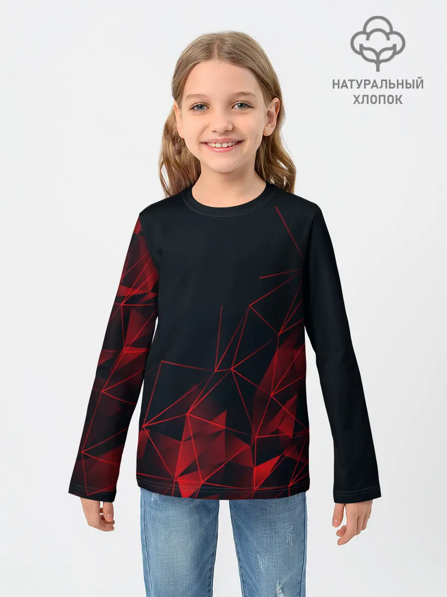 Детский лонгслив / RED STRIPES | КРАСНАЯ ГЕОМЕТРИЯ