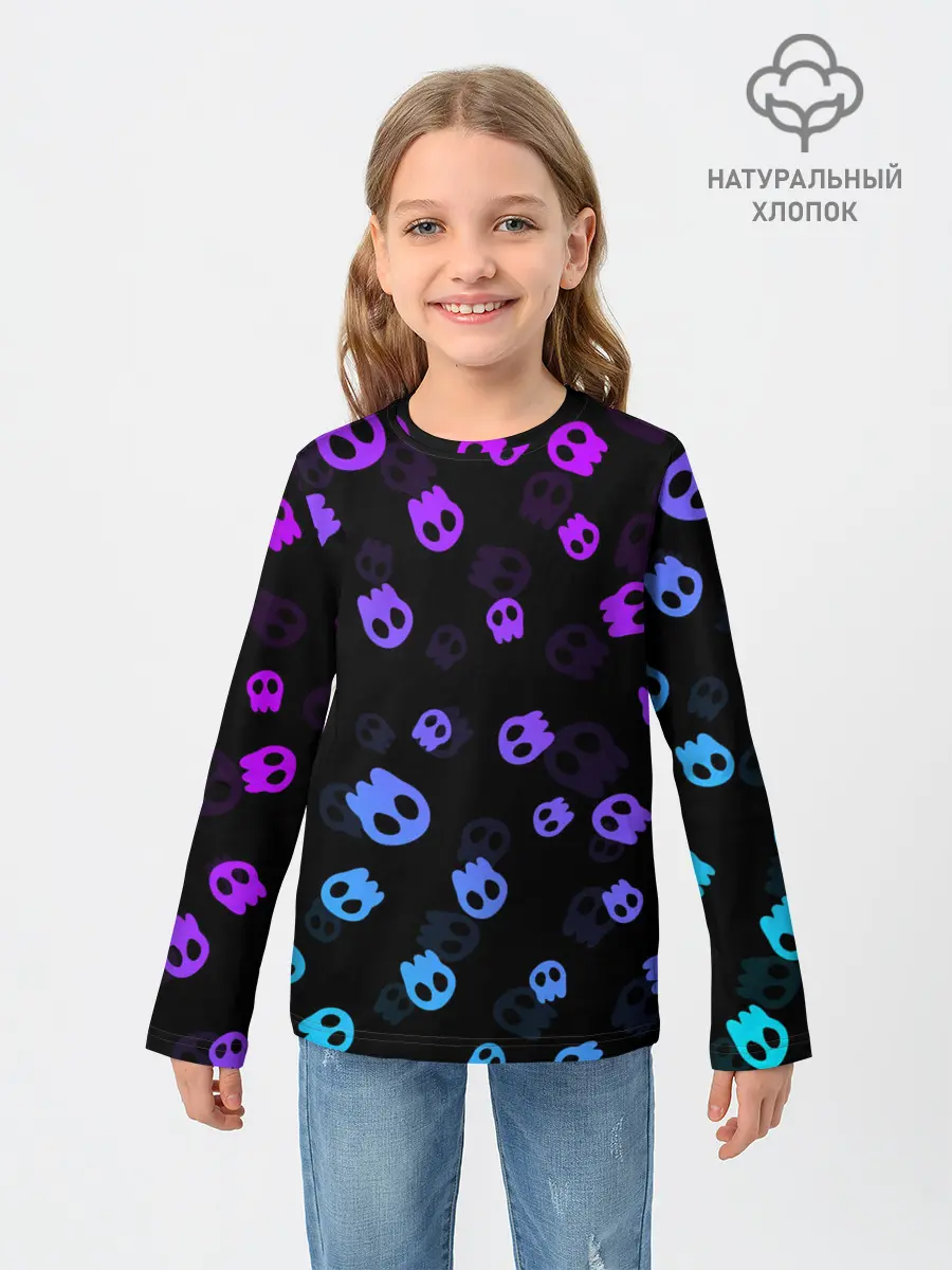 Детский лонгслив / НЕОНОВЫЕ ЧЕРЕПА