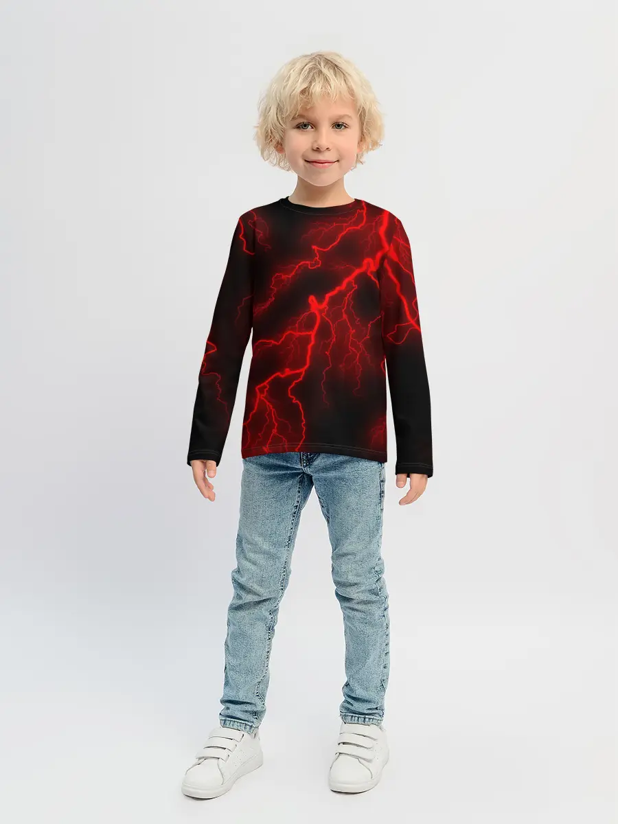 Детский лонгслив / МОЛНИЯ RED NEON