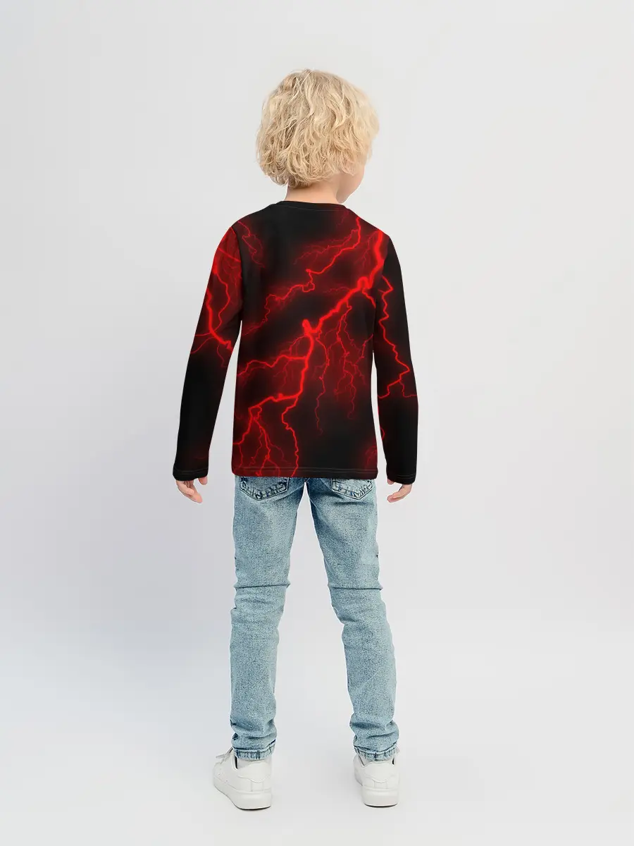 Детский лонгслив / МОЛНИЯ RED NEON