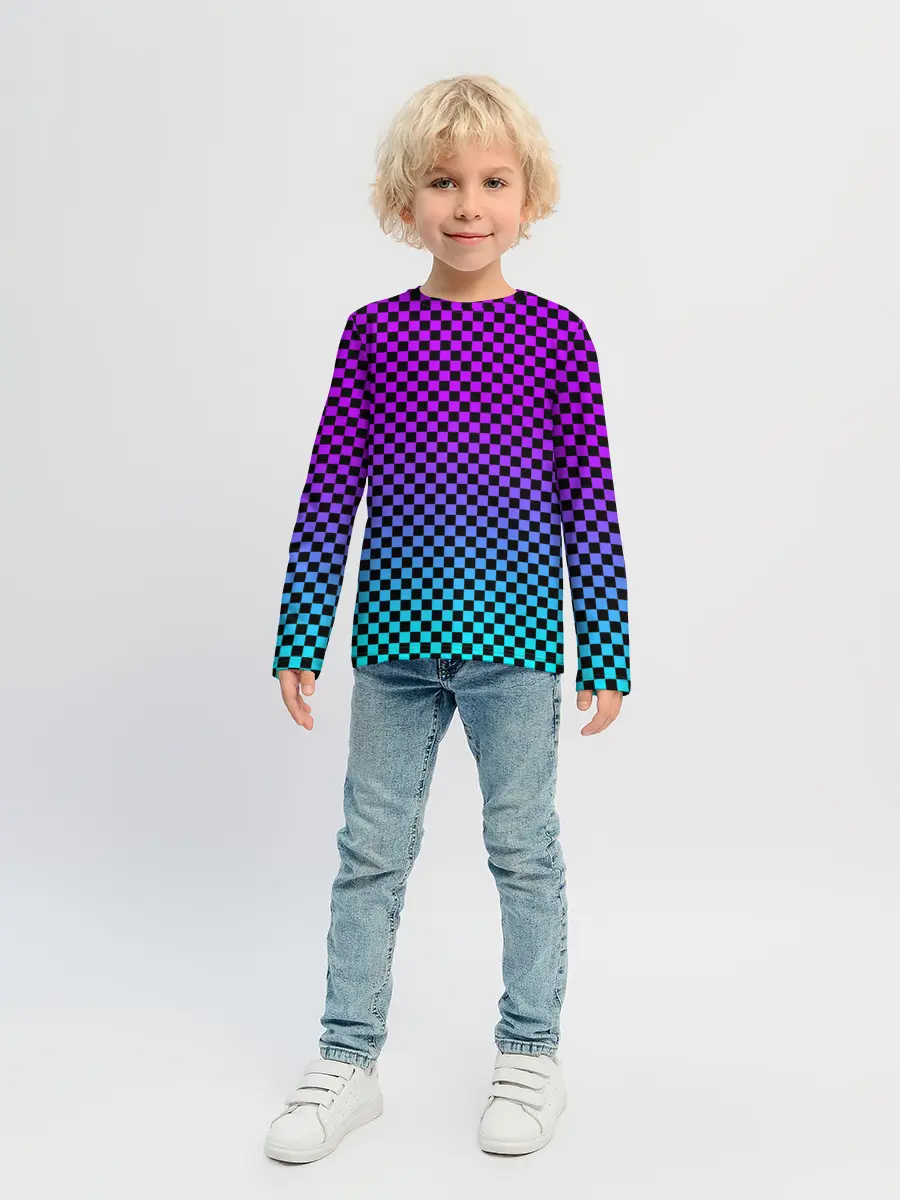 Детский лонгслив / НЕОНОВАЯ ШАХМАТКА