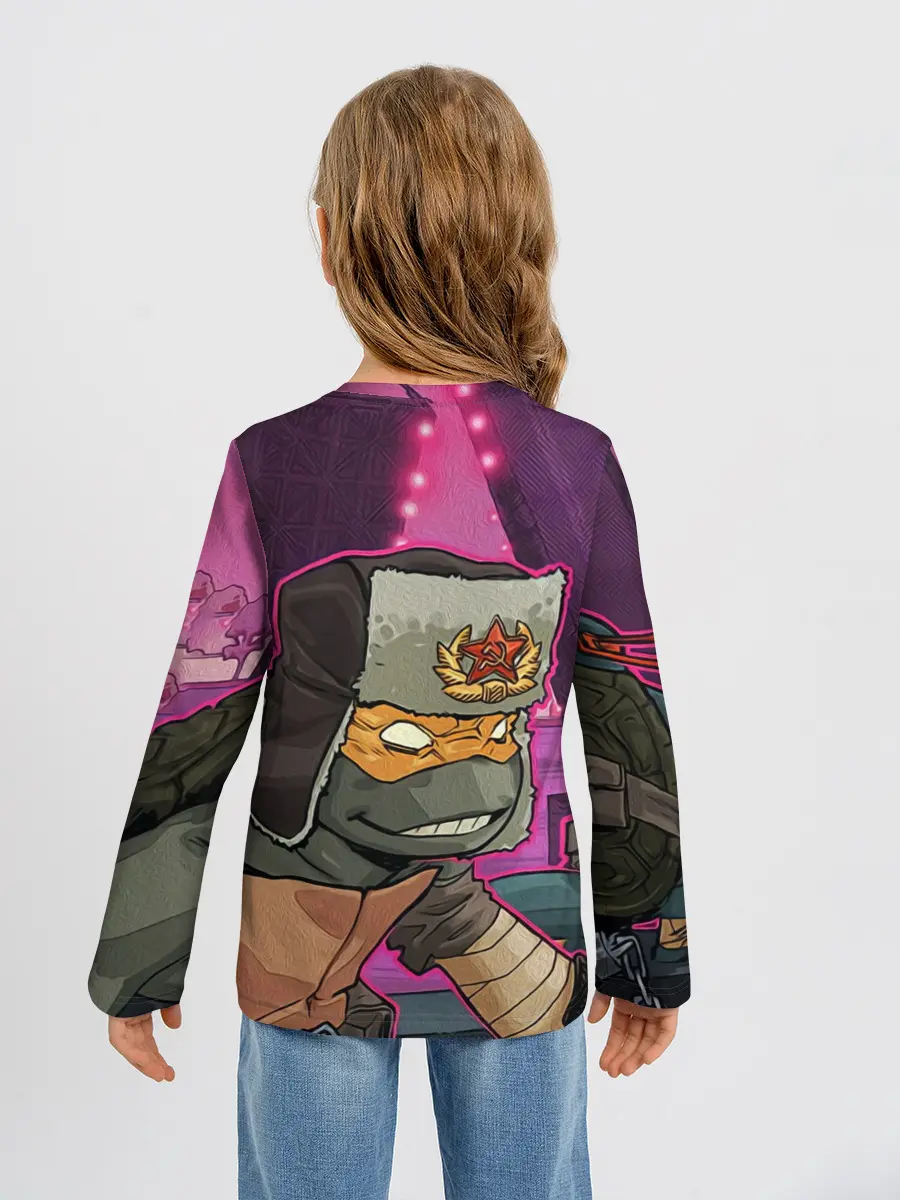 Детский лонгслив / ЧЕРЕПАШКА В УШАНКЕ НИНДЗЯ