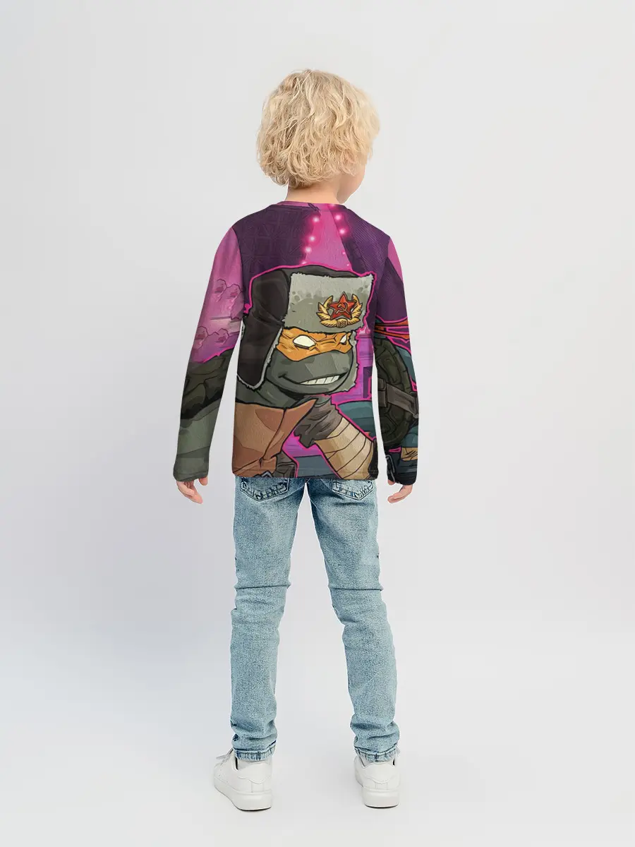 Детский лонгслив / ЧЕРЕПАШКА В УШАНКЕ НИНДЗЯ