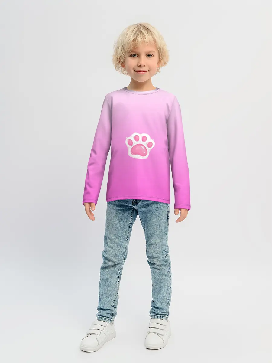 Детский лонгслив / Розовая лапка с подушечками