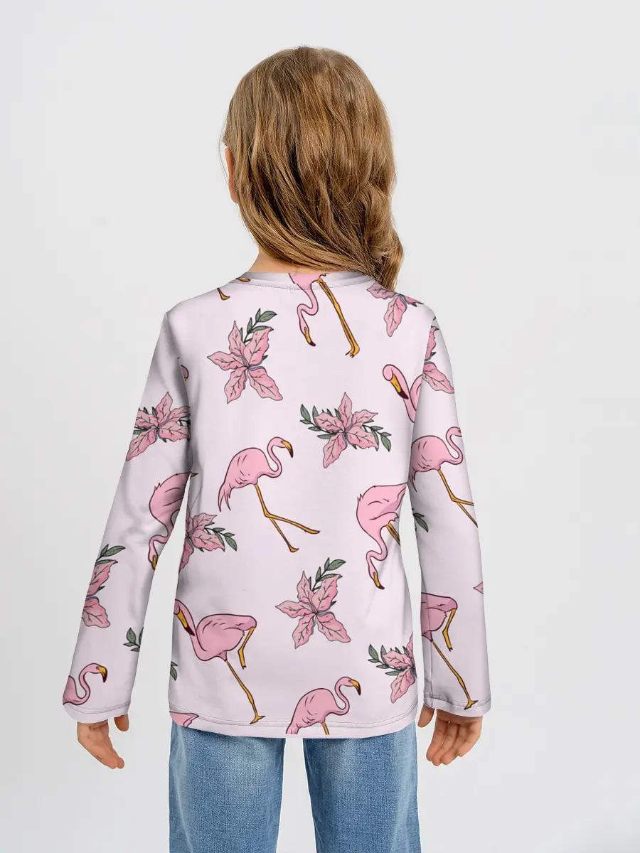 Детский лонгслив / Розовый фламинго