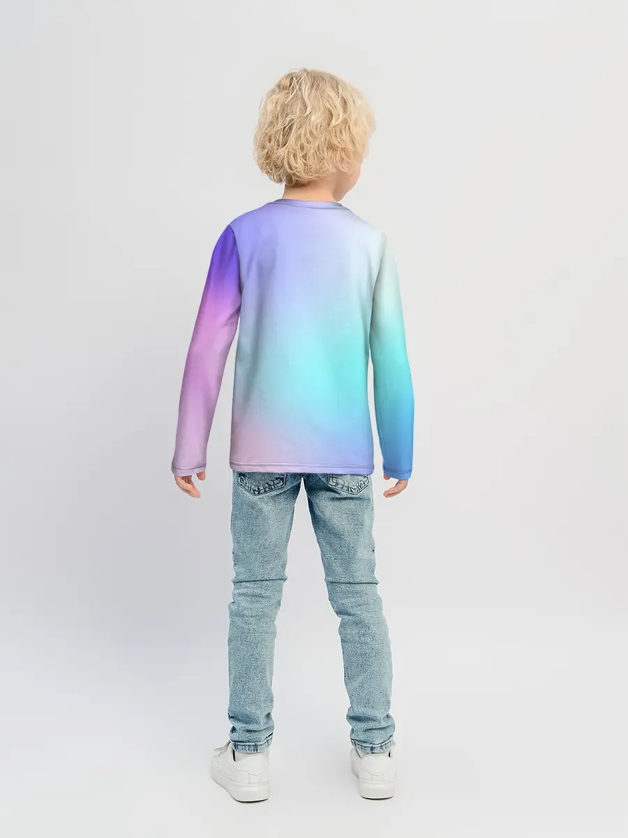 Детский лонгслив / небесно голубой градиентный