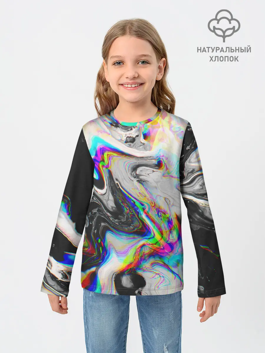 Детский лонгслив / DIGITAL ABSTRACT GLITCH | ГЛИТЧ