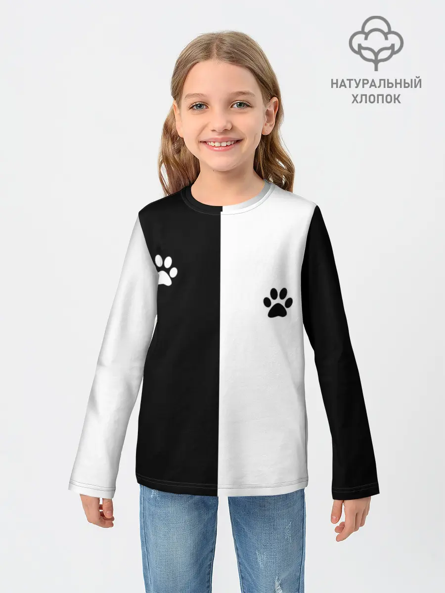 Детский лонгслив / Кошачьи следы