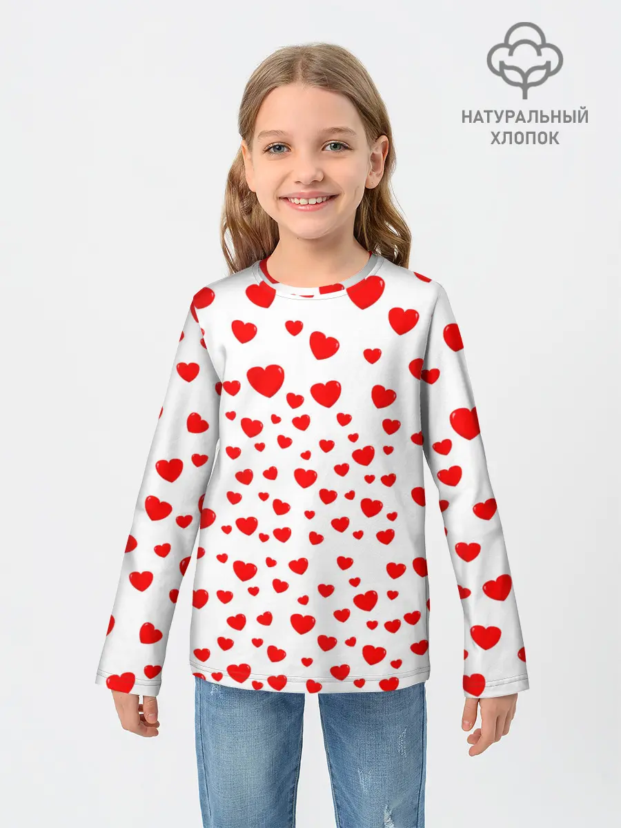 Детский лонгслив / Сердечки