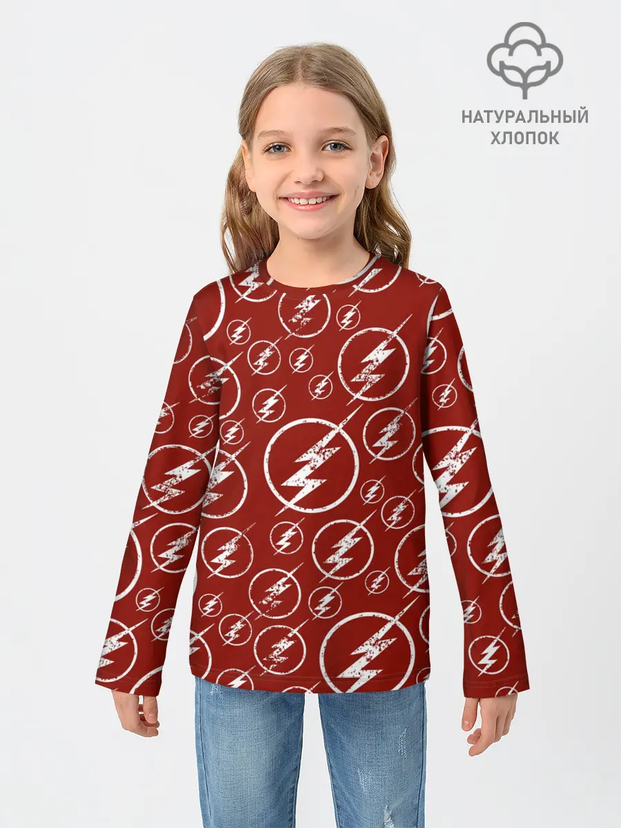 Детский лонгслив / The Flash Logo Pattern